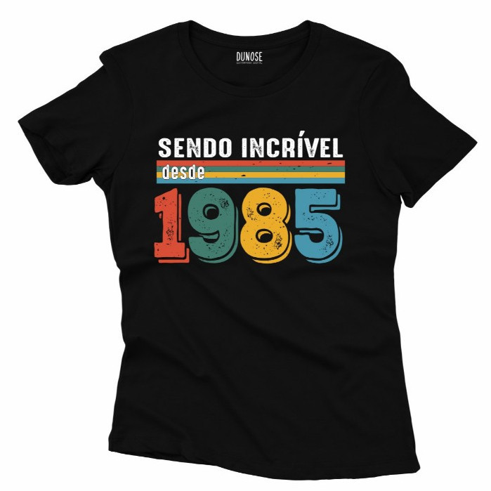 Camiseta Algodão Feminina sendo Incrível colorido 1985 em Oferta na Shopee