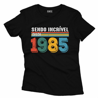 Camiseta Algodão Feminina sendo Incrível colorido 1985 em Oferta na Shopee