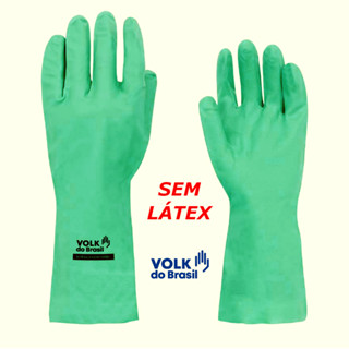 Luva Nitrílica Verde COM FORRO Louça Cozinha Limpeza Produto Químico Antialergica / VOLK Ca 16313 em Oferta na Shopee