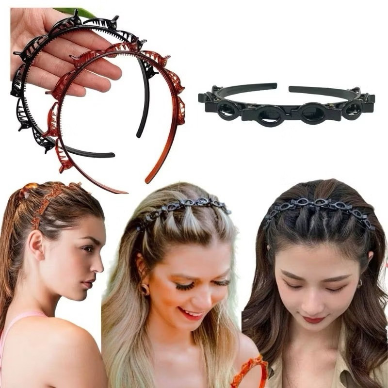 Tiara /Bandas de dupla camada presilha bandas de cabelo plástico trançado