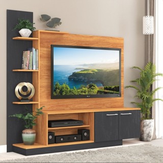 Estante Home para Tv 55 Polegadas com Nichos 2 Portas Havana Cinamomo/Grafite em Oferta na Shopee