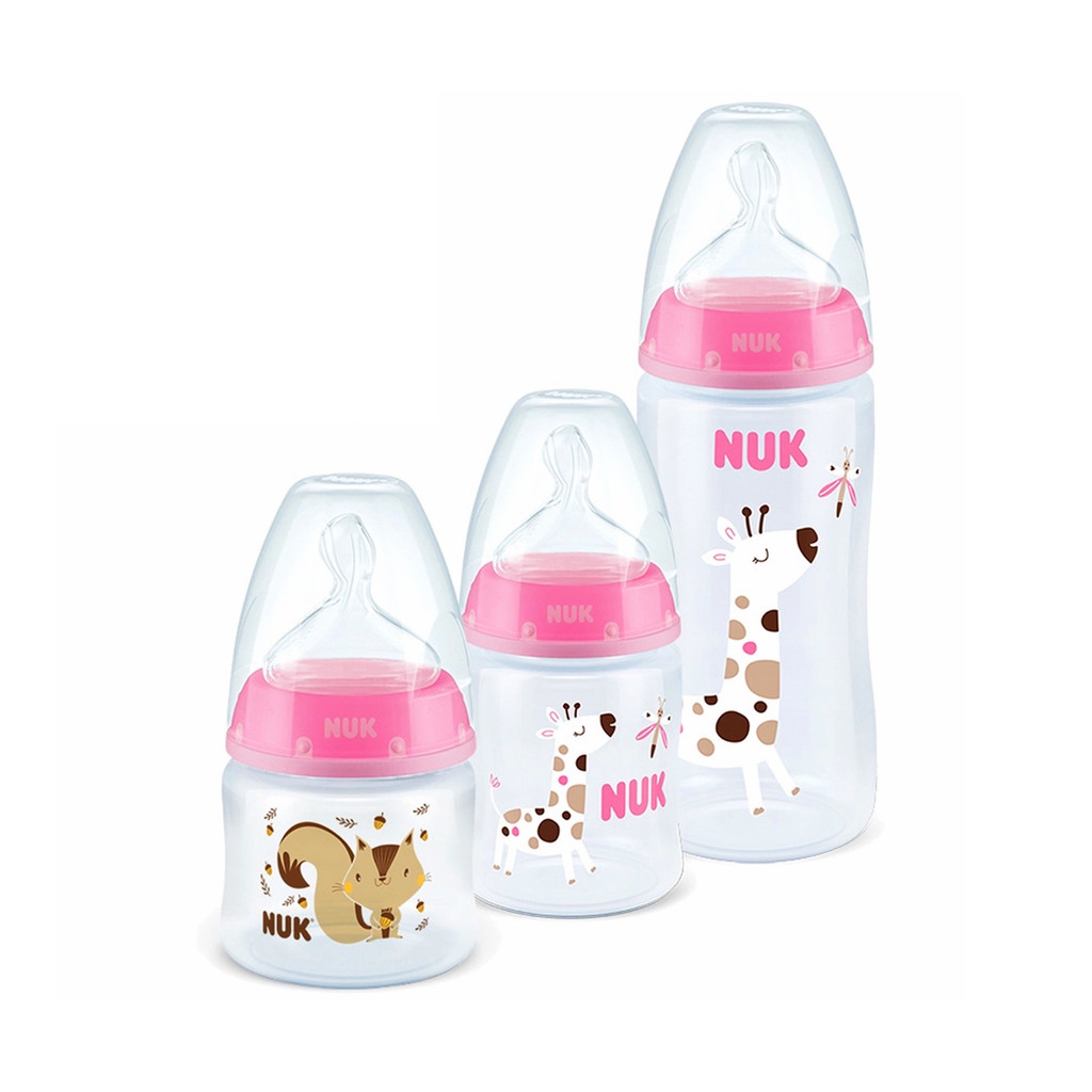 Kit 3 Mamadeiras Starter Rosa 90/150/300ml First Choice Nuk em Oferta na Shopee