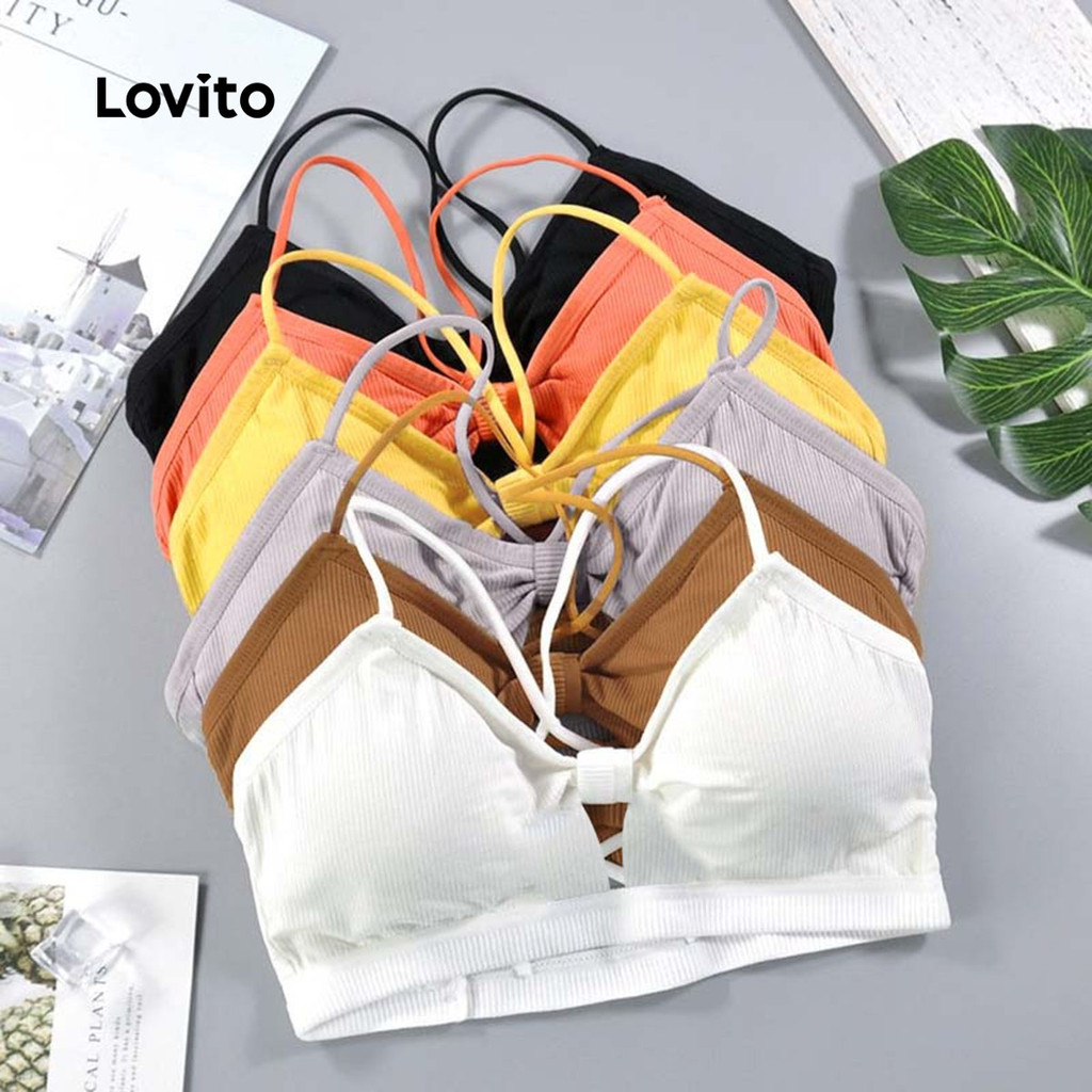 Lovito Sutiã de Pele Macia Sem Arame para Mulheres push-up LCS25A98 em Oferta na Shopee