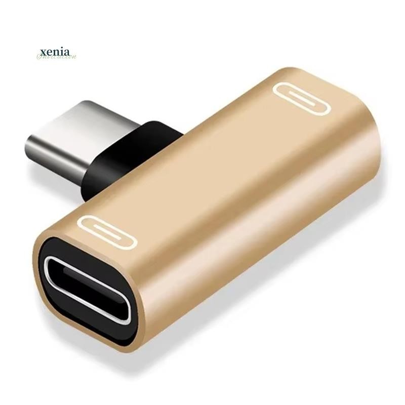 Adaptador Duplo Tipo C Conversor De Carregador De Fone De Ouvido Para Smartphones Dourado