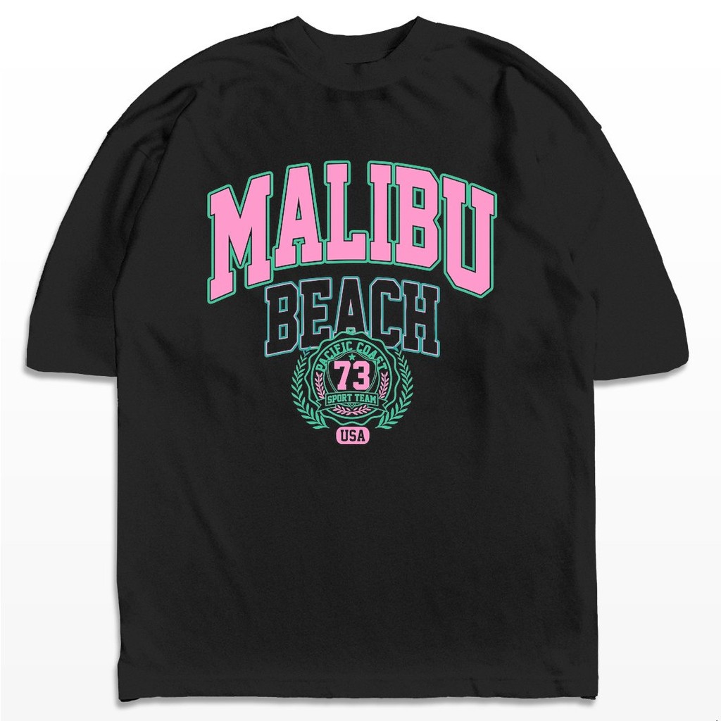 Camiseta Oversized Malibu Beach Streetwear Harajuku Aesthetic Camisa Unissex