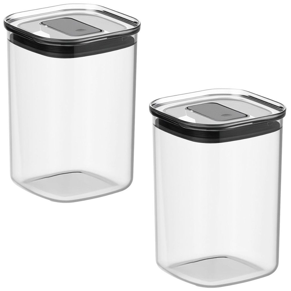 Kit Potes Herméticos Quadrados Vedação Dupla Empilhável p/ Mantimentos Secos Ideal P/ Cozinha Organizada Armário