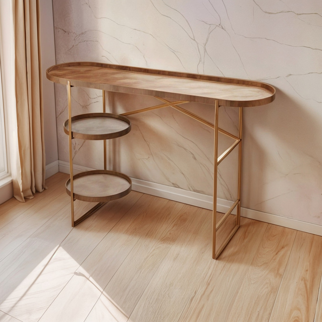 Aparador Multiuso Para Sala de Estar 120cm com Pés de Ferro Carrinho de Bebidas, Buffet Lateral Luxo e Design Moderno