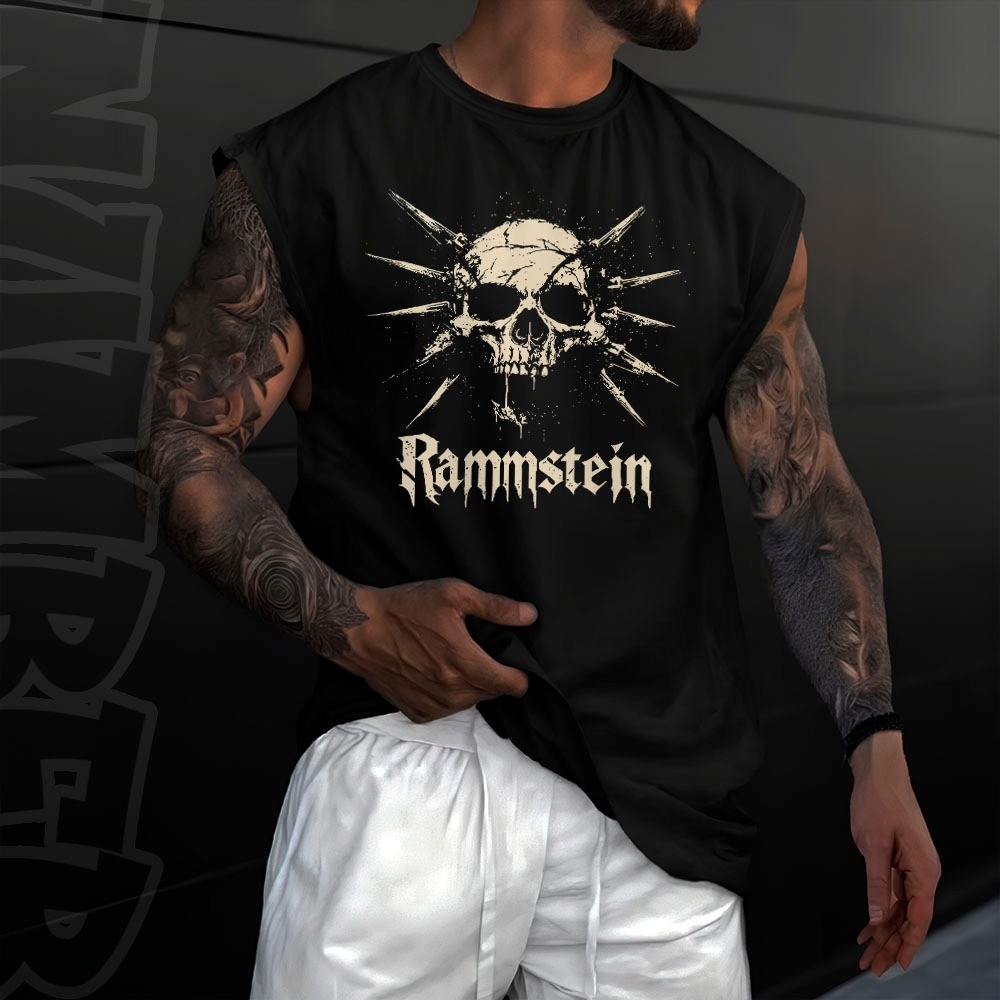 Camiseta regata machão masculino banda de rock rammstein streetwear em algodao unissex Longline