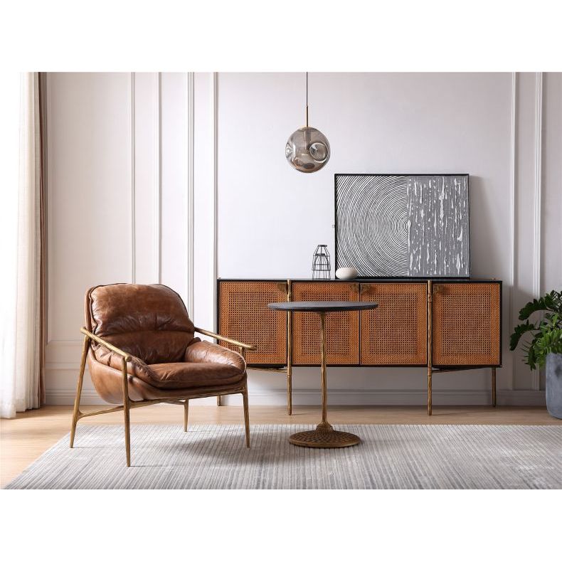 Arte americano italiano Retro cera de óleo cadeira lazer Bronze método antigo mão forjado couro genuíno único sofá cadei