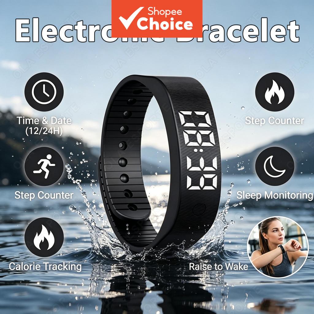 Pulseira Digital Inteligente LED à Prova d'Água Relógio Inteligente com Pedômetro para Corrida, Monitor de Banda