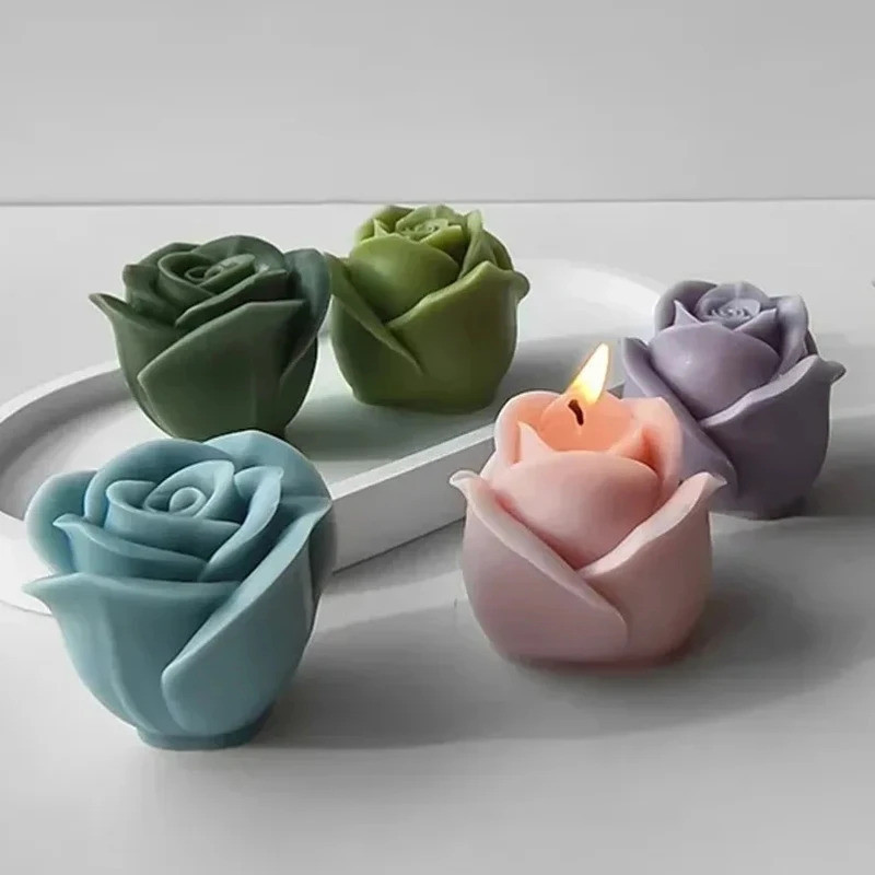 DIY Flor Moldes De Vela De Silicone Artesanal Rosa Sabão Gesso Molde De Cozimento De Chocolate Para O Dia Dos Namorados