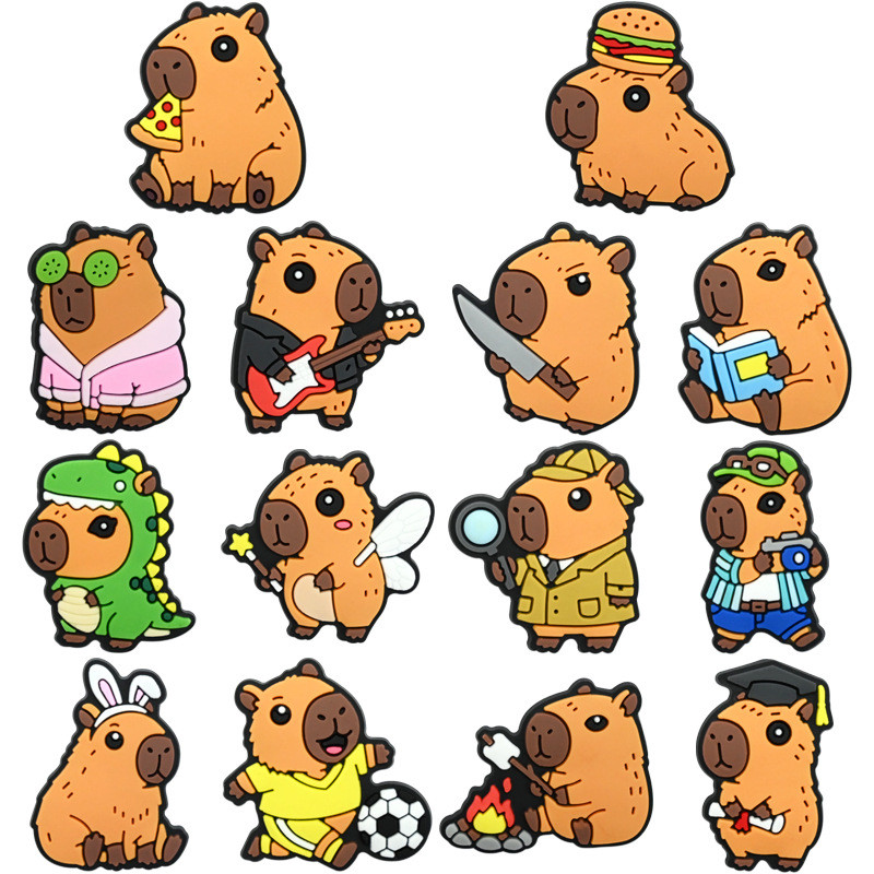 DIDOU PVC Sapato Encantos Acessórios Capivara Decoração Animais Fivelas Para Tamanco Sandálias Pino Presentes De Anivers