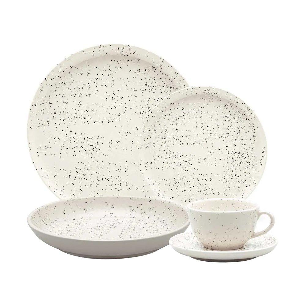 Aparelho de Jantar/Chá Oxford Flat Chuvisco 30 Peças