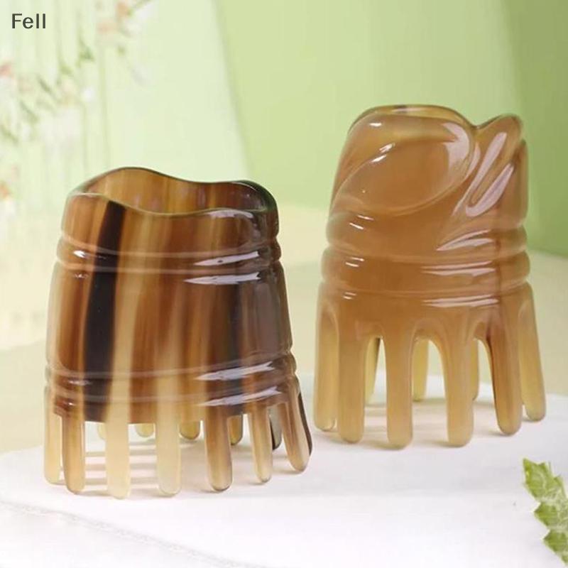 [Fel] Chifre De Vaca Hairb Meridiano Cabelo Lavagem Couro Cabeludo Massagem Dispositivo De Tratamento De Natural Escova