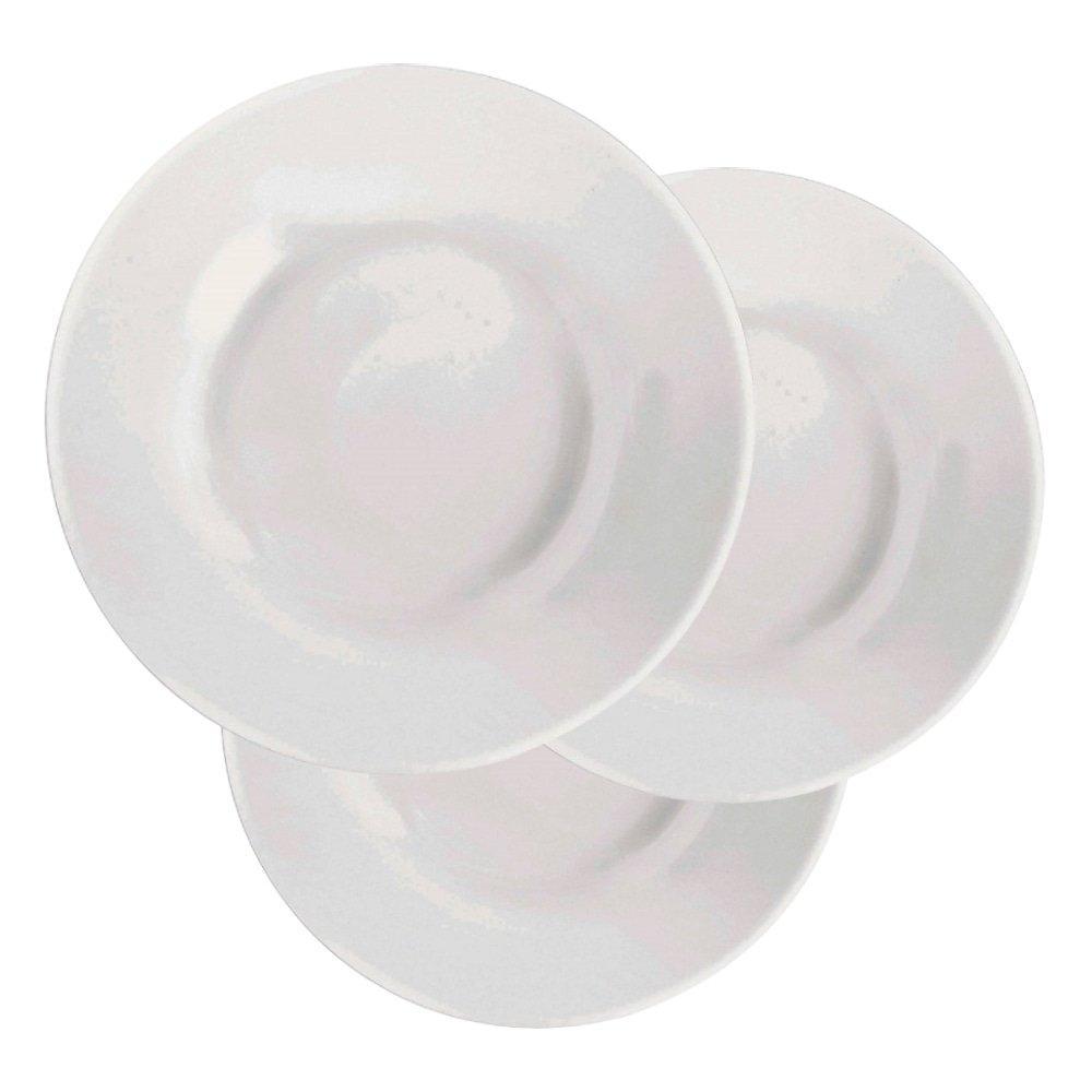 Conjunto de Pratos Fundos Nadir Vidro Branco Opaline Menu 24 peças