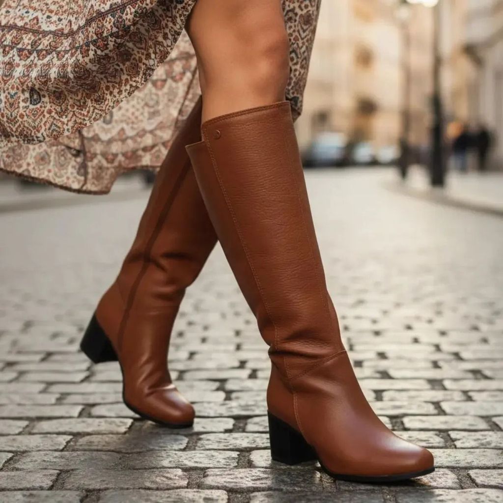 BOTTERO BOTA FEMININA CANO ALTO CONHAQUE COURO 346903