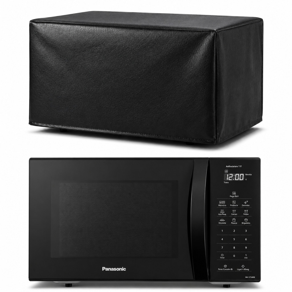 Capa Para Micro-ondas Panasonic 27L  ST54  Corino Preto Luxo