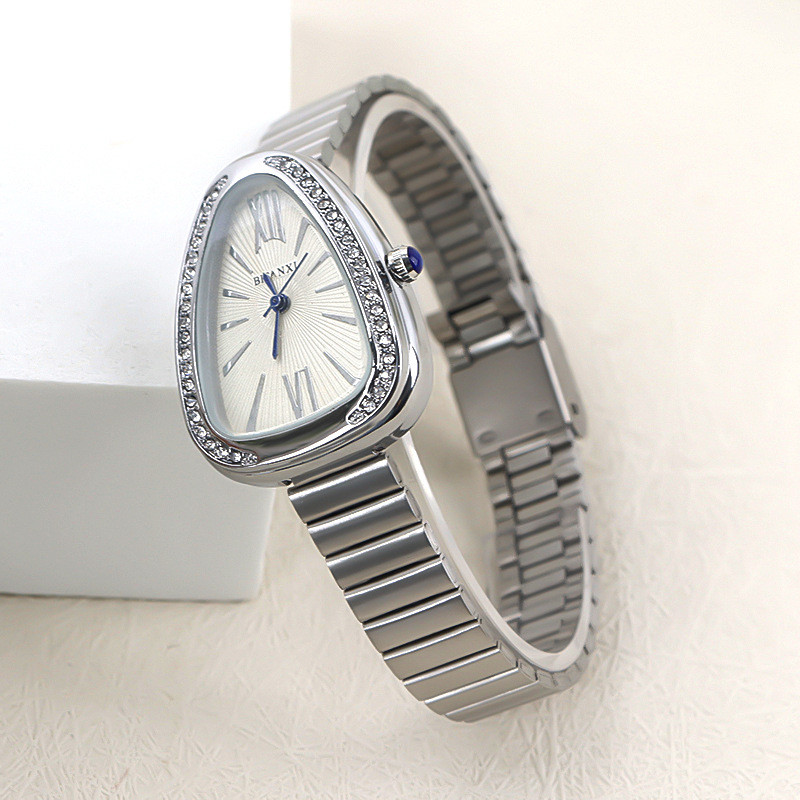 Relógio feminino, relógio de pulso com pulseira em formato de cobra, estilo luxuoso e leve, à prova d'água, com pulseira