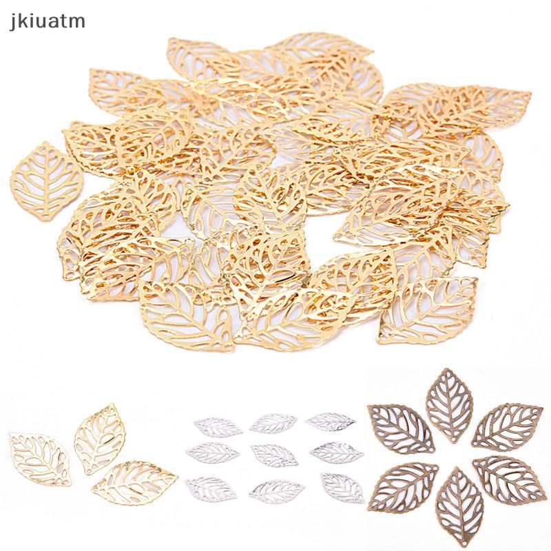 [jkiuatm] 50 Pcs Charme Filigrana Folhas Ocas Pingente DIY Jóias Fazendo Metal Artesanato BR