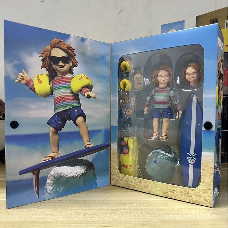NECA Ultimate Surf's Up Chucky Figura de Ação de 7" Child's Play 3 Exclusivo da Convenção SDCC 2025 Modelo Colecionável