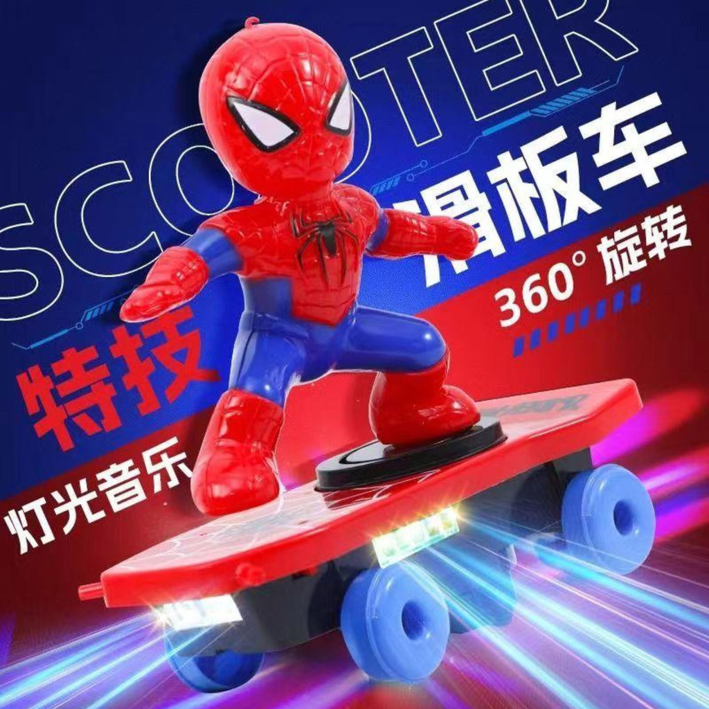 Kelly Spiderman Stunt Rolling Scooter Elétrico Tesco Carro Recarregável Influenciador Carro de Brinquedo Infantil