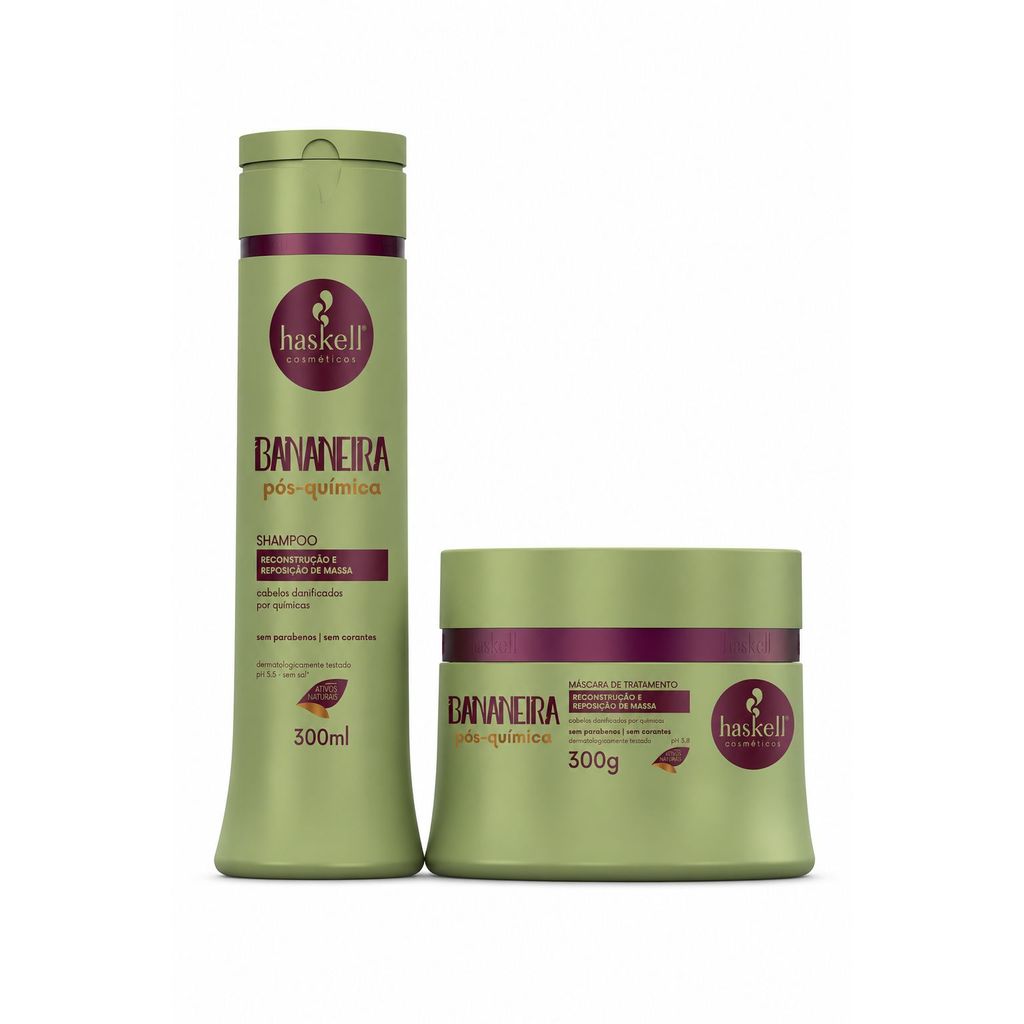 Kit bananeira Shampoo + Máscara pós-química 300ml/g - Haskell