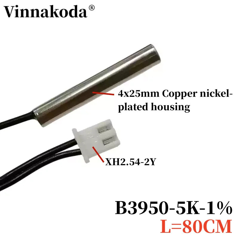 Sensor de Temperatura Termistor NTC B3950 5K 1% Sonda à Prova d'Água para Ar Condicionado L80CM