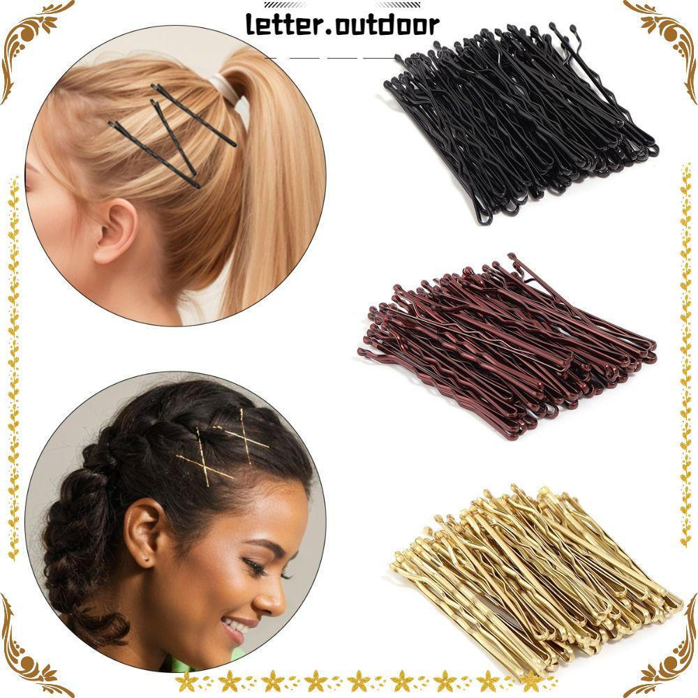 LO 100 Pcs Bobby Pins , Grampos De Cabelo Ondulados De Metal Em Forma De U Estilo Clássico , Grampo Preto Invisível