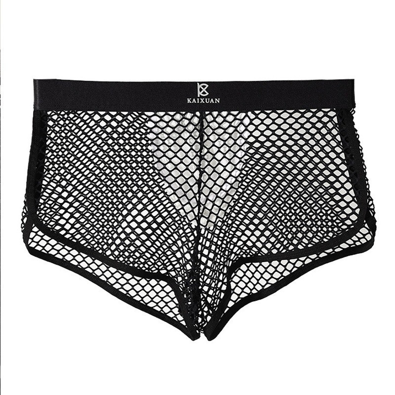 Cuecas boxer de malha para homens, cuecas de seda gelada para homens, jockstraps com bolsa protuberante para homens, lin