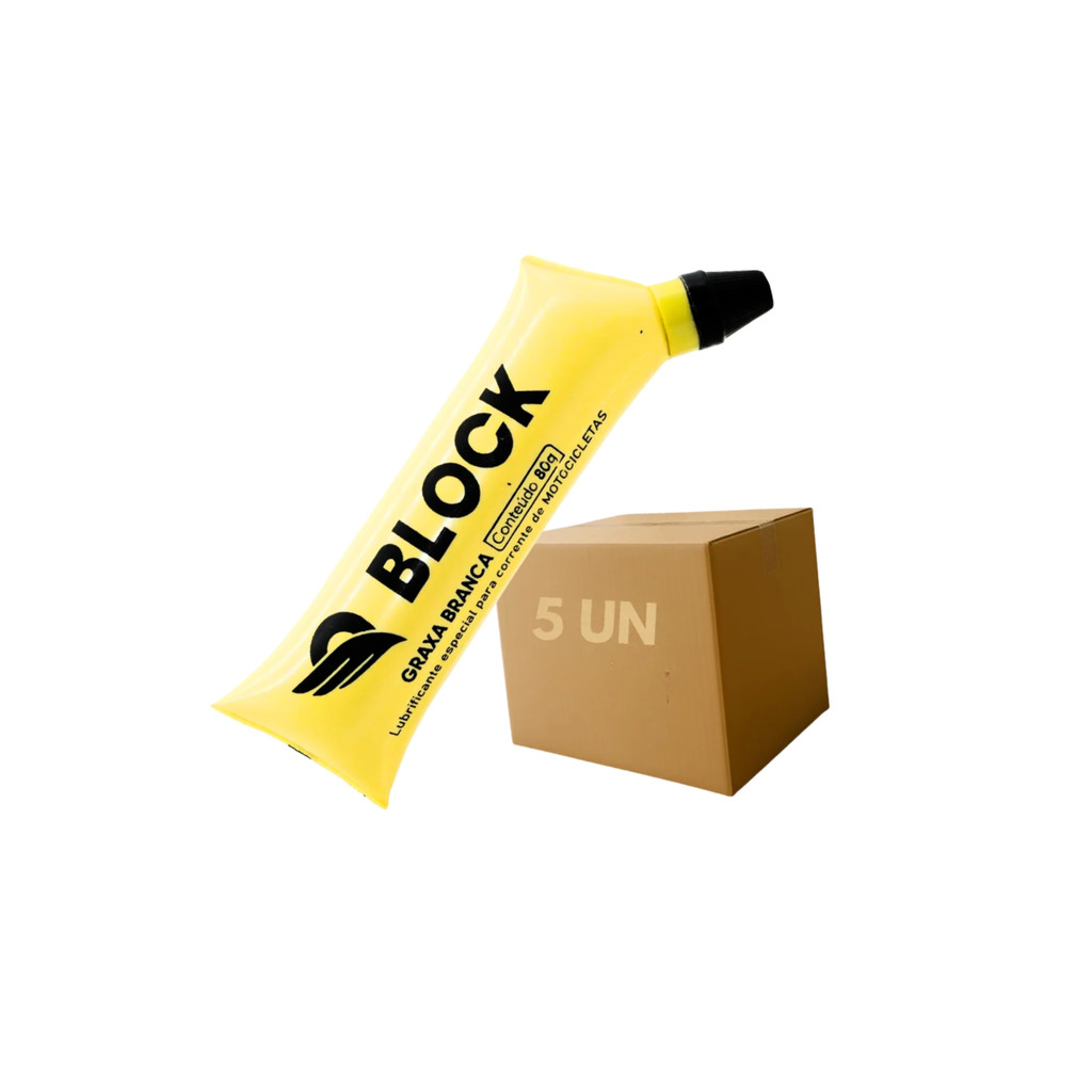kit com 5 Graxa Branca Block lubrificação Transmissão Corrente Moto Lítio Resistência Corrosão atrito 80g