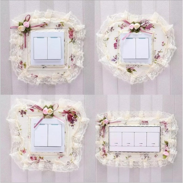Capa De Interruptor De Tecido , Renda , Adesivos De Parede , Decoração De Soquete