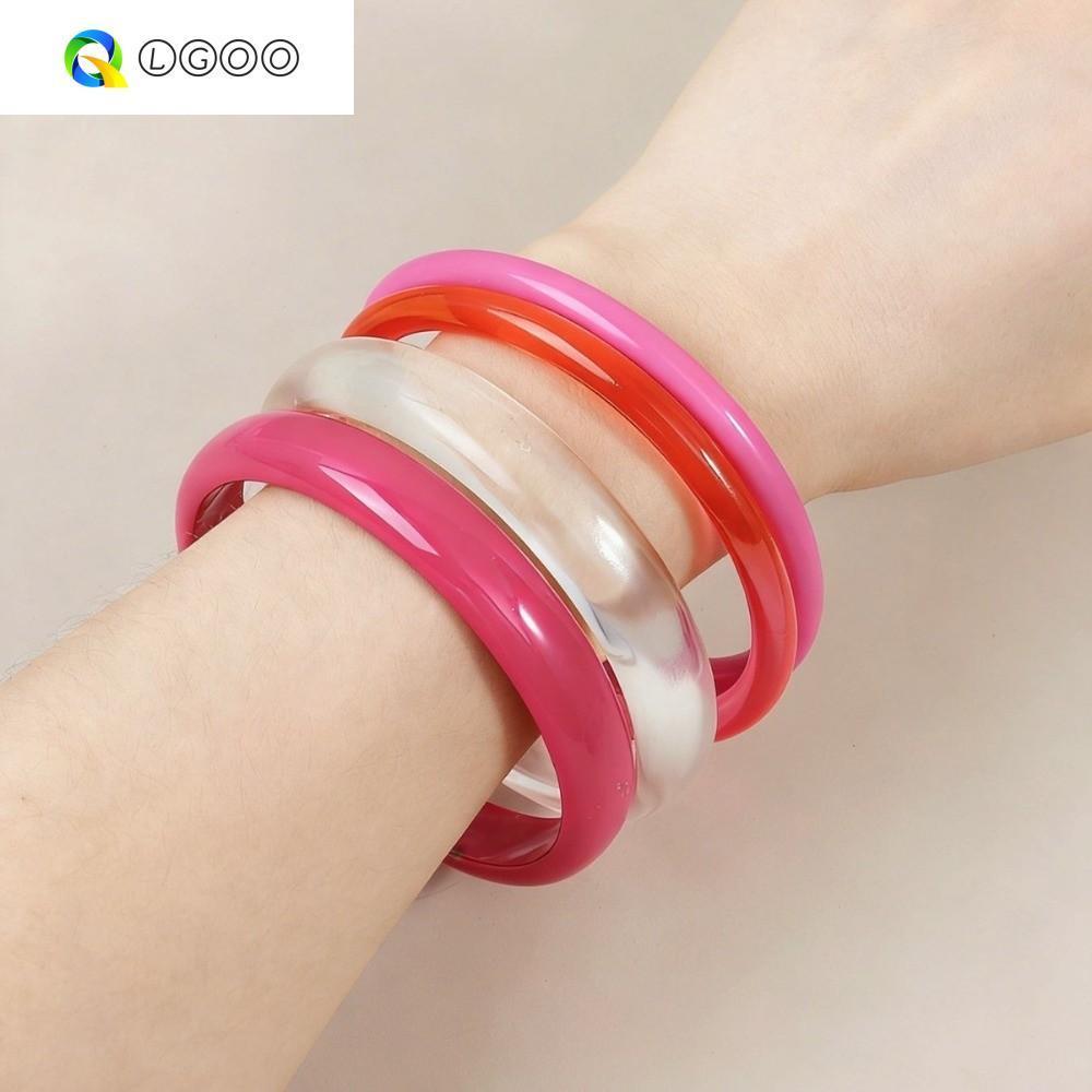 LGOO 4 Pçs/Set Conjunto De Pulseiras Acrílicas , Pulseira De Resina Empilhável Tubo Curvo De Anel De Mão