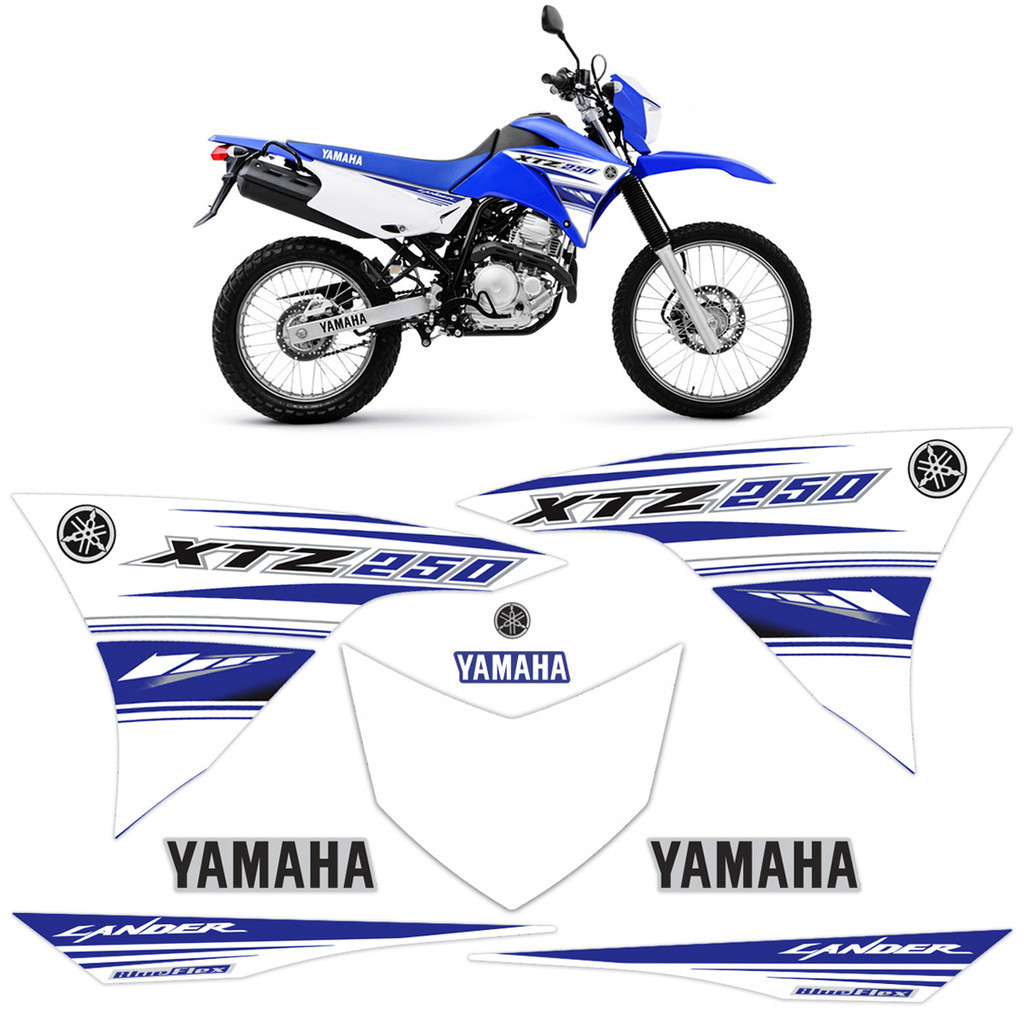 Adesivos para Yamaha Lander Xtz 250 2017 Moto Azul + Logos