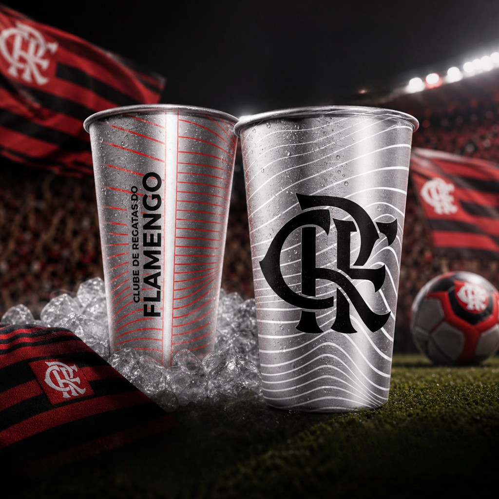 Copo de Inox do Flamengo 450ml - Muda de Cor com a Temperatura - Presente Oficial do Flamengo