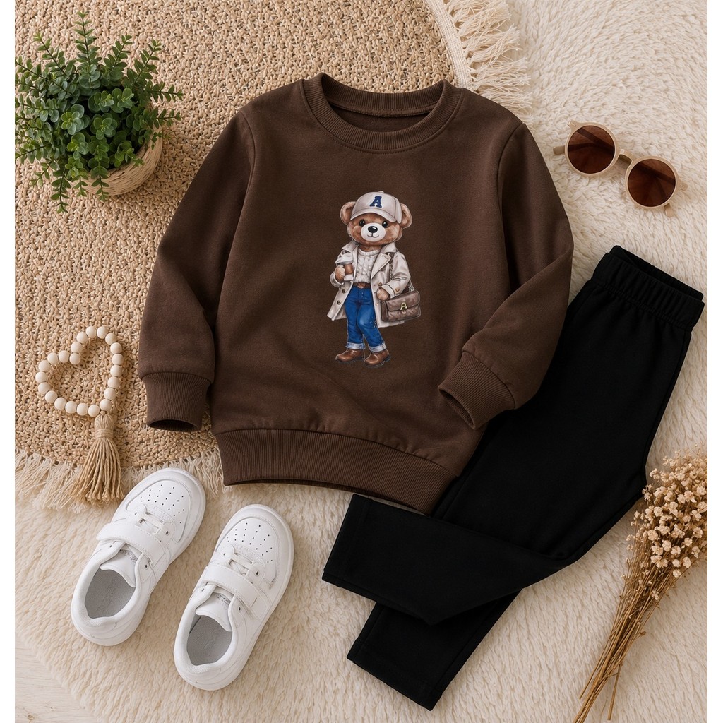 Conjunto Blusa Moletom Legging Flanelada Infantil Corações Manga Longa Confortável Inverno Moda Bloguerinha