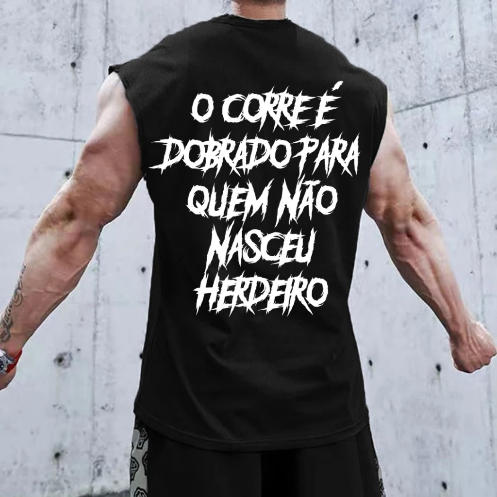 Regata camiseta cavada streetwear Oversized Estampada Camisa Cavada Academia Com Frase 100% Algodão