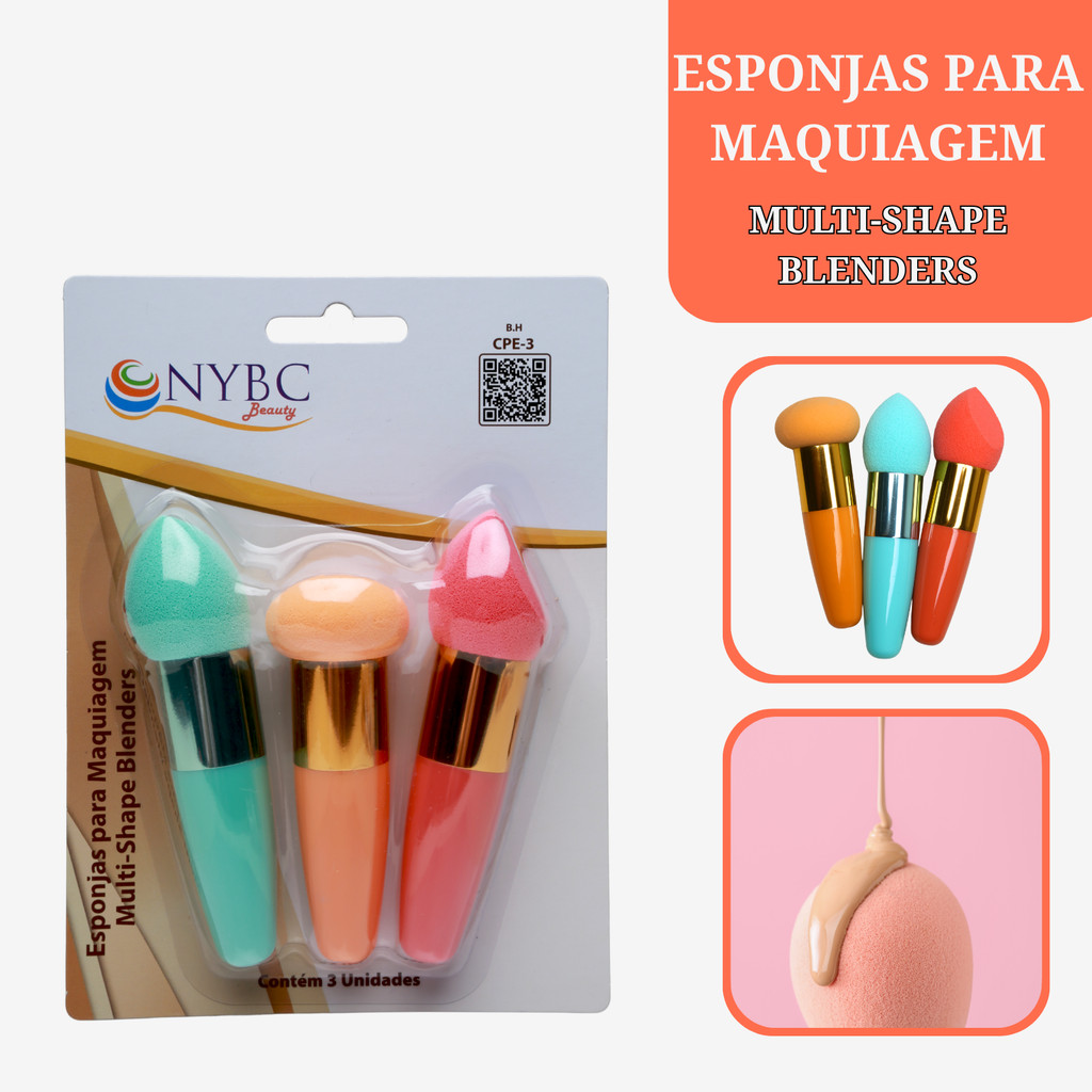 Kit 3 Esponjas De Maquiagem Multi Shape Blenders Nybc Beauty