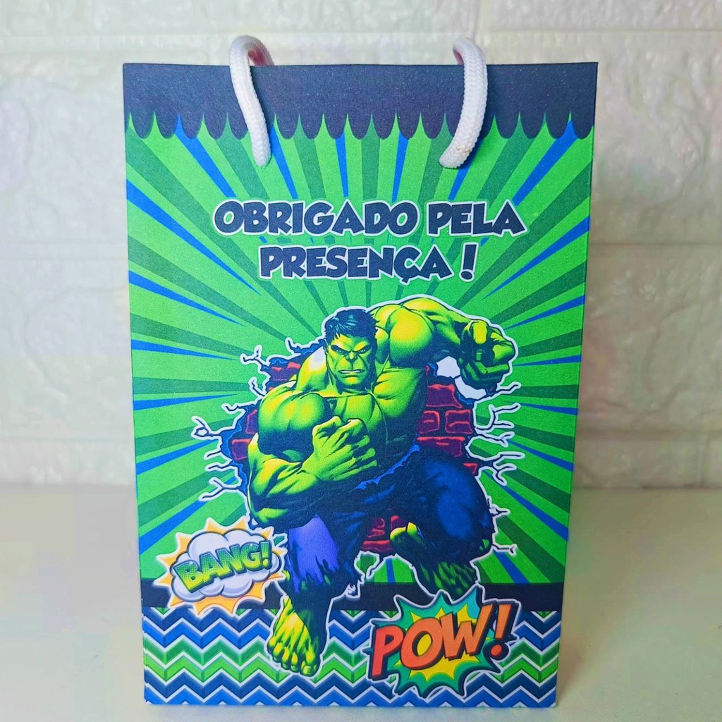PEGUE E MONTE  Sacolinha  Personalizada Incrivel Hulk Lembrancinha Festa Infantil  Sacola Surpresa Bolsinha bolsa