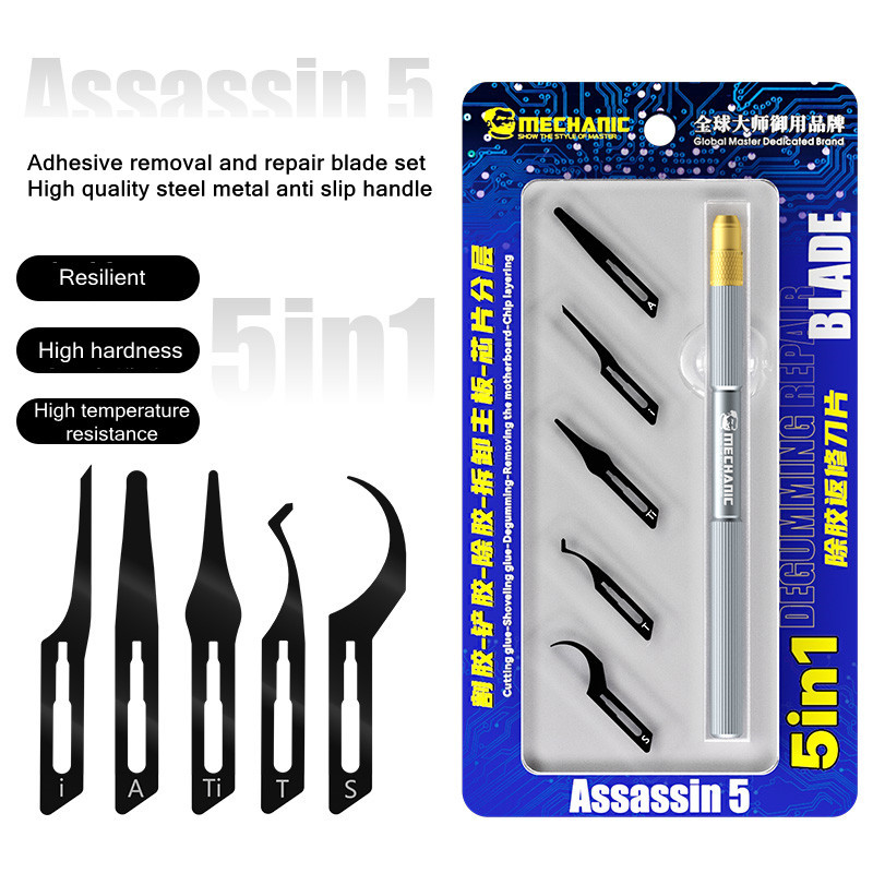Conjunto Mecânico De 5 Lâminas , Faca De Manutenção BGA Para Telefone CPU CHIP IC Remover Cola Desmontar Ferramentas De