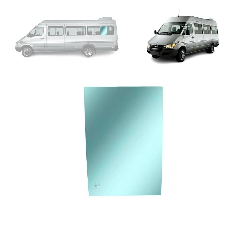 VIDRO SPRINTER 1997 2012 (MEDIA/LONGA) LATERAL ESQUERDA (V8/V10) (FIXO) (CURVO) (VERDE) (58,0 X 40,0 CM)