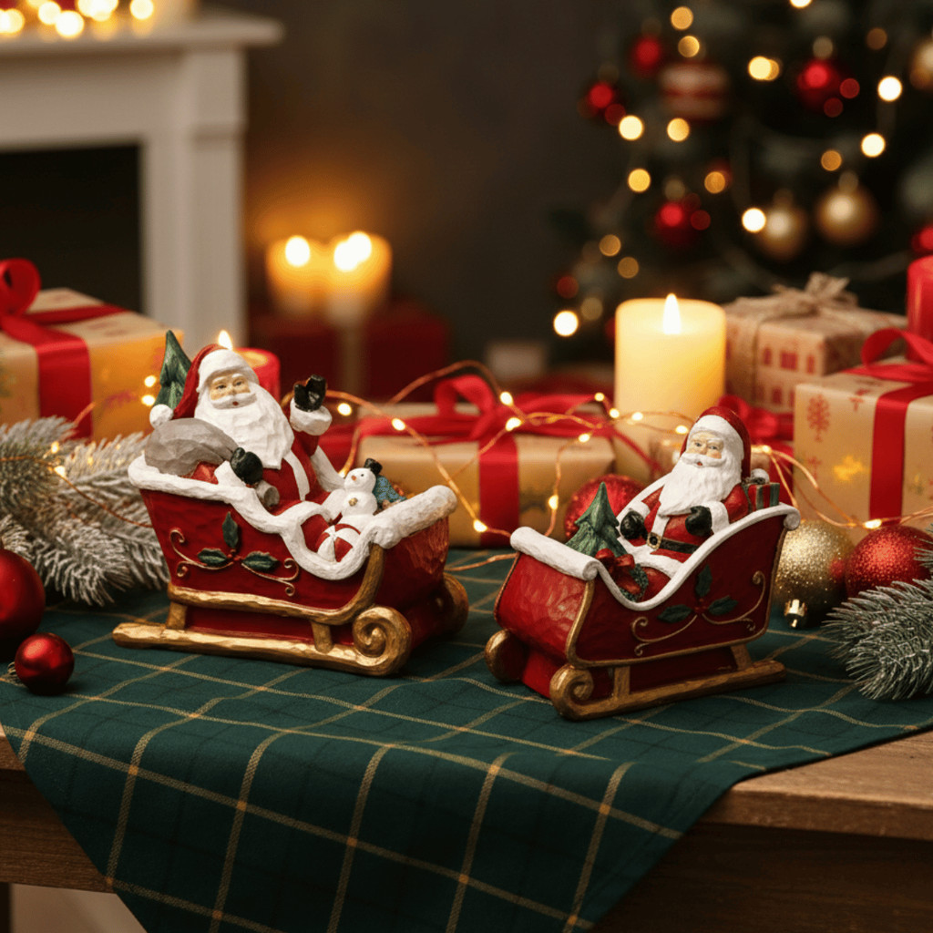 Enfeite Natalino Papai Noel no Trenó 14/16cm - Wincy Natal / Decoração Mesa / Casa Festa Árvore em Oferta na Shopee