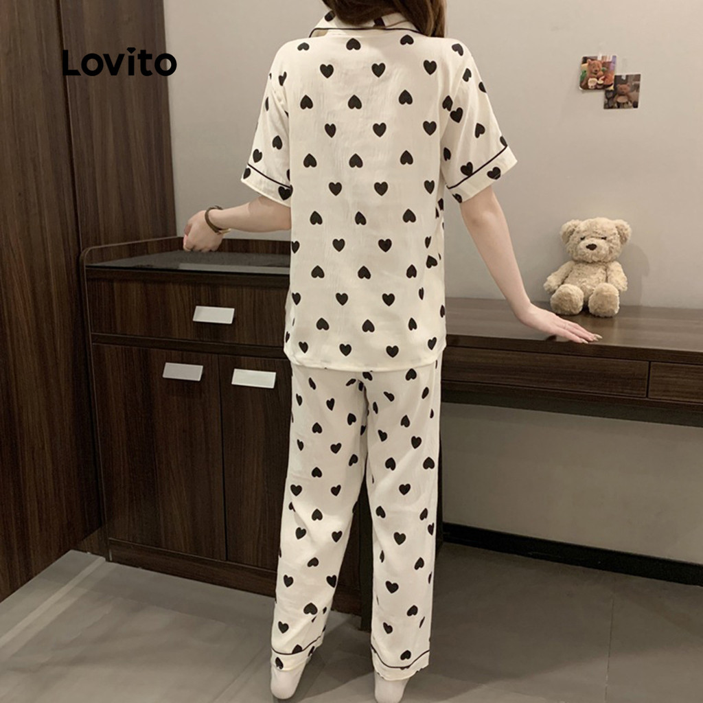 Detalhes do (NEW4) Lovito Conjuntos Casuais de Pijama Coloridos Primavera/verão para Mulheres LNE113098