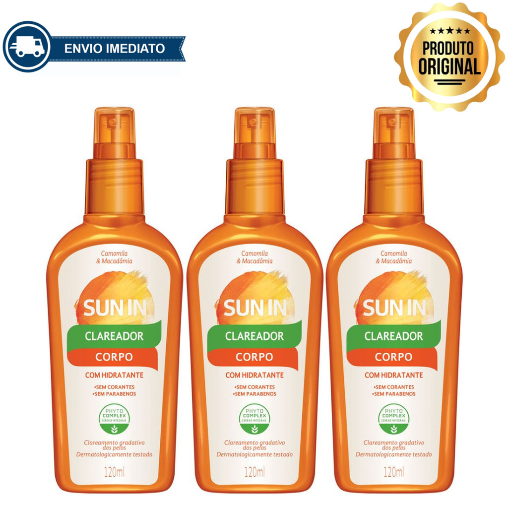 Clareador e Hidratante dos Pelos do Corpo com Camomila e Macadâmia Sun In 120ml Envio Imediato em Oferta na Shopee