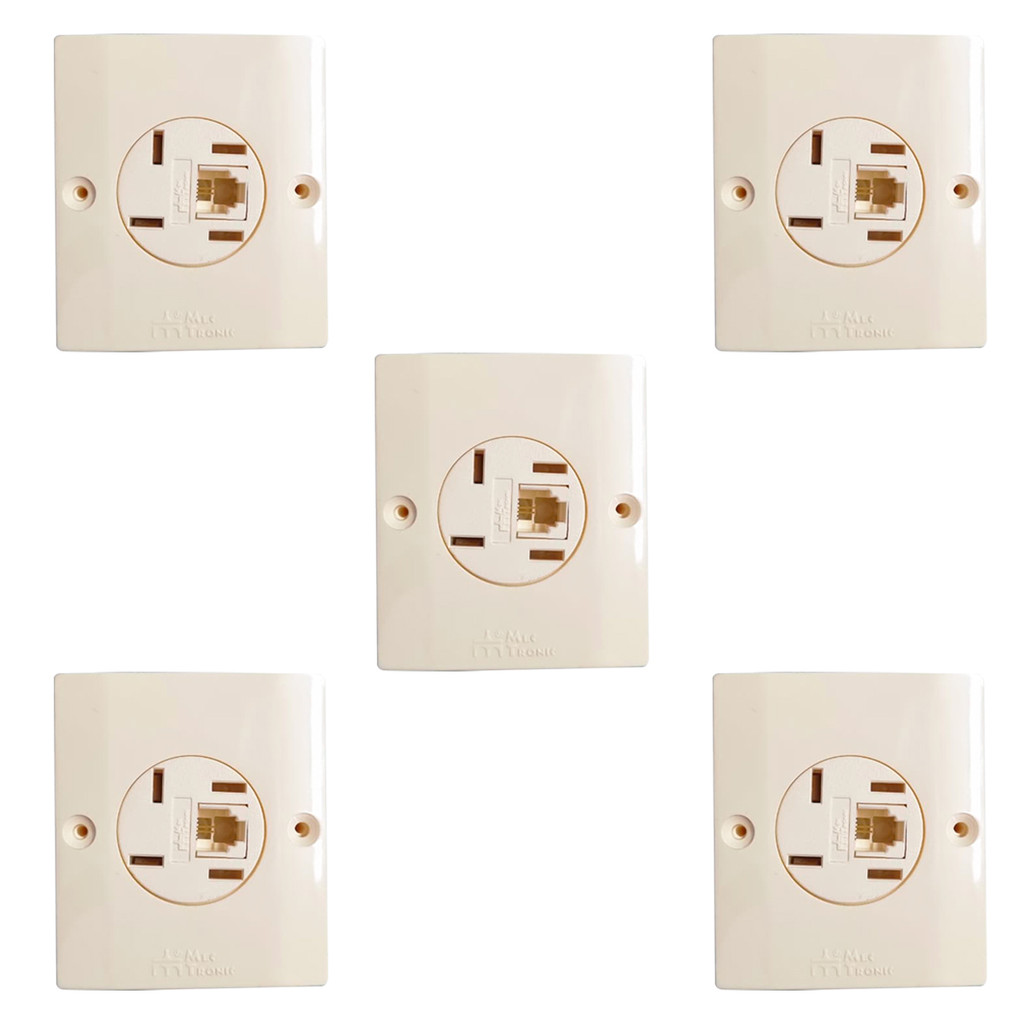 Kit 5 Tomada Externa Sobrepor Para Telefone Keystone RJ11 Bege
