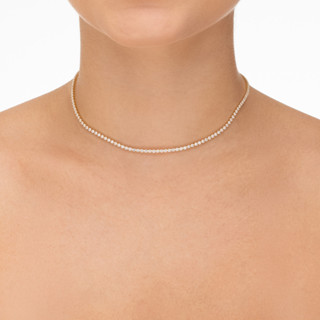 Colar Choker Riviera Com Zircônias Cravejadas Banhada a Ouro 18K Semijoia Feminina em Oferta na Shopee