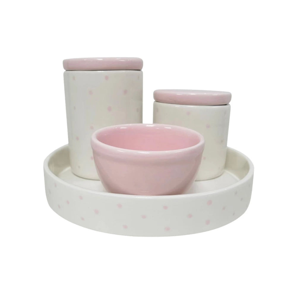 Kit Higiene Pbb Cerâmica Baby Rosa com 4 Peças em Oferta na Shopee