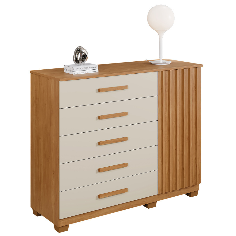 Cômoda Benetil Paris 1 Porta 5 Gavetas Cinamomo Off White em Oferta na Shopee