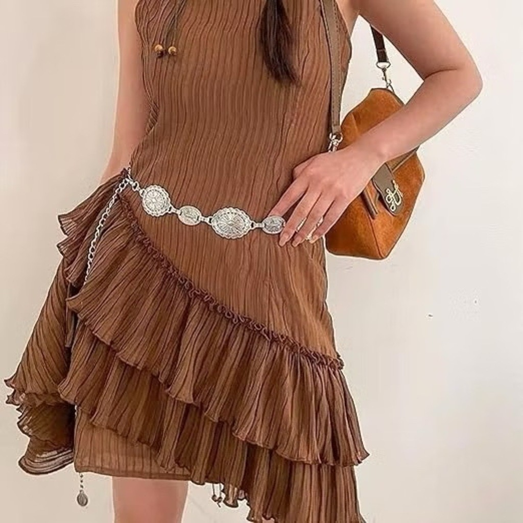 Cinto de Cadeia Boho para Mulheres - Acessório Retro Ajustável em Metal Prata para Uso Diário ou Festas em Oferta na Shopee