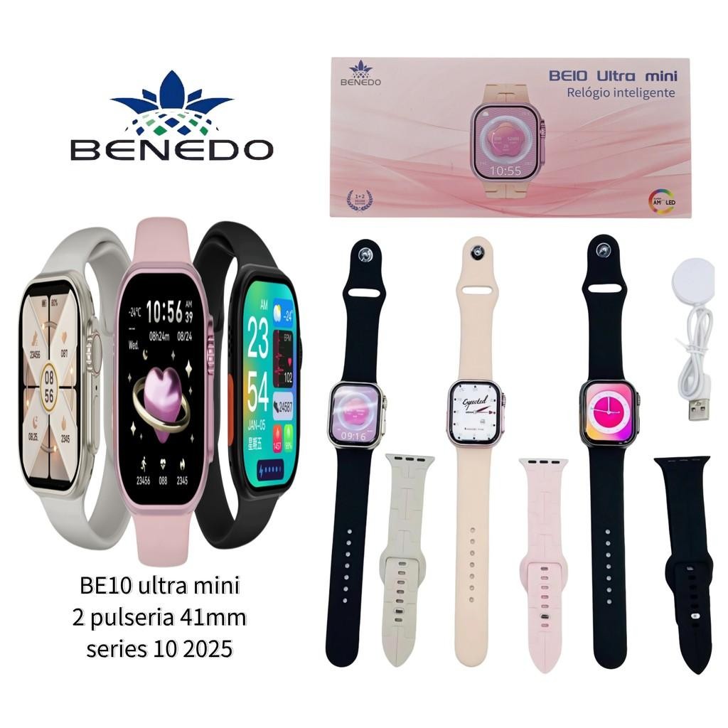 Smart Watch BE10 Ultra mini 41mm inteligente series 10 2025 2 Pulseiras Esportes BPM gps