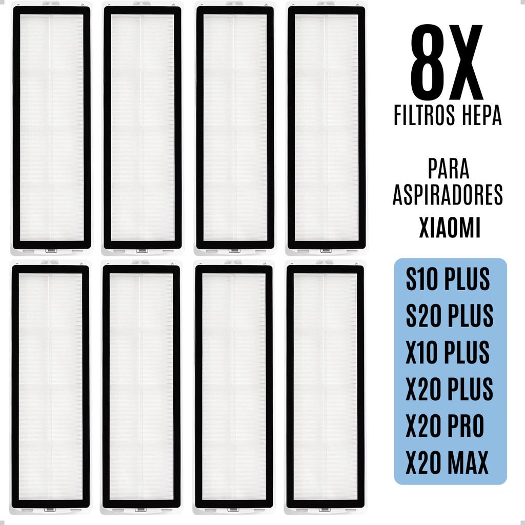 Kit 8, 4, 2 Filtros Hepa Para Robo Aspirador Xioami X20 Max X20 Pro S10+ S20 Plus X10 Plus X20 Plus